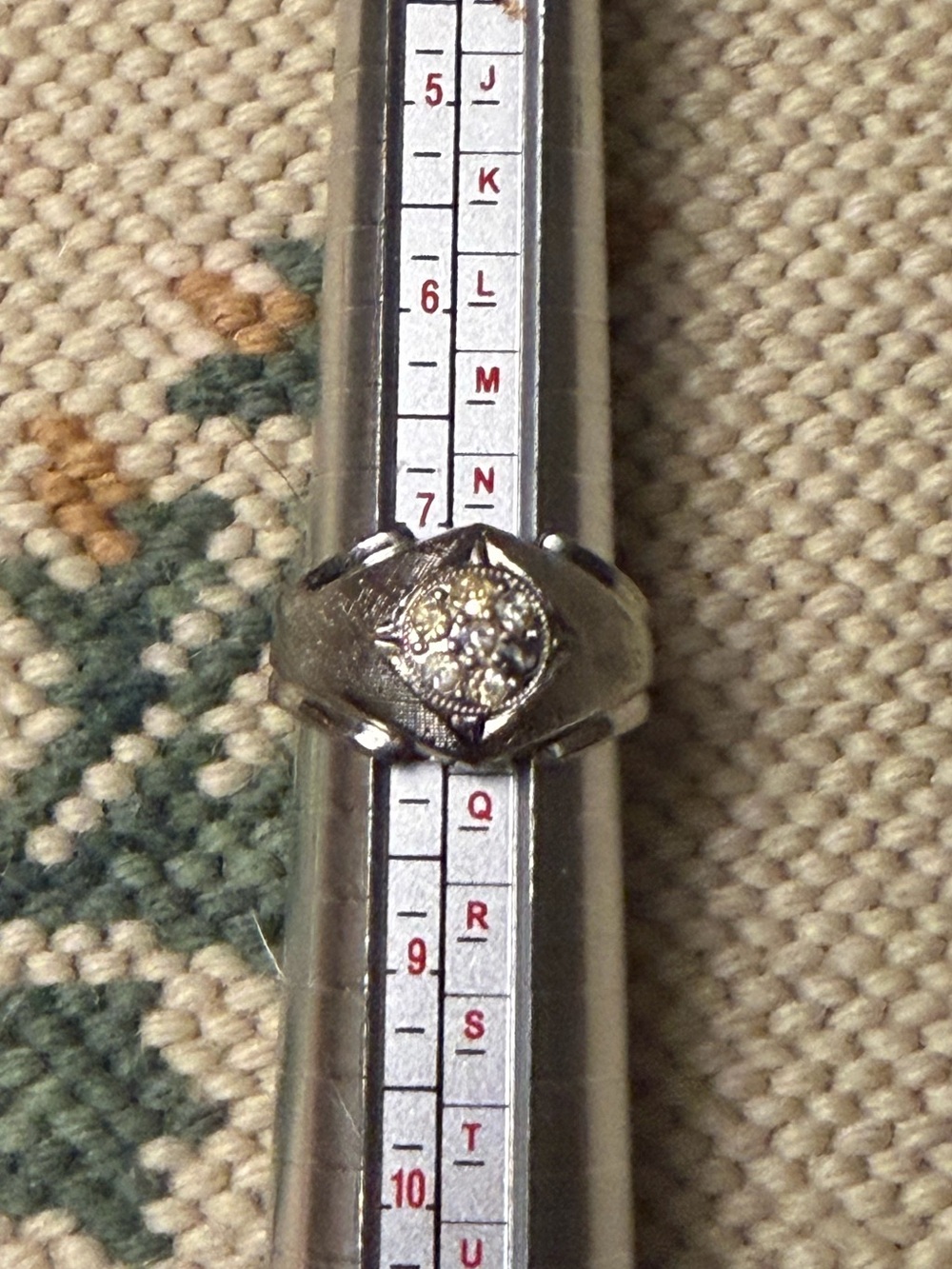 Vintage men's Art Deco style ring gold plated textured band, hallmarked